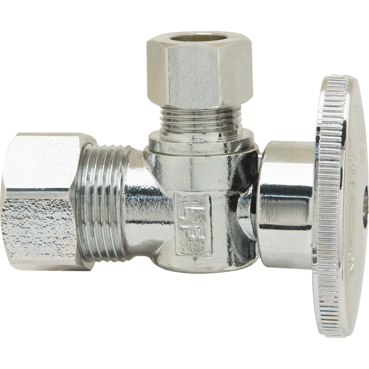 thumbnail image 2 of In Compression Outlet 1/4-Turn 4 Pack) BH Angle Stop Valve 1/2" Nominal Comp X 3/8" OD Comp, Quarter 2 In Brass Foot Valve 2 of 14