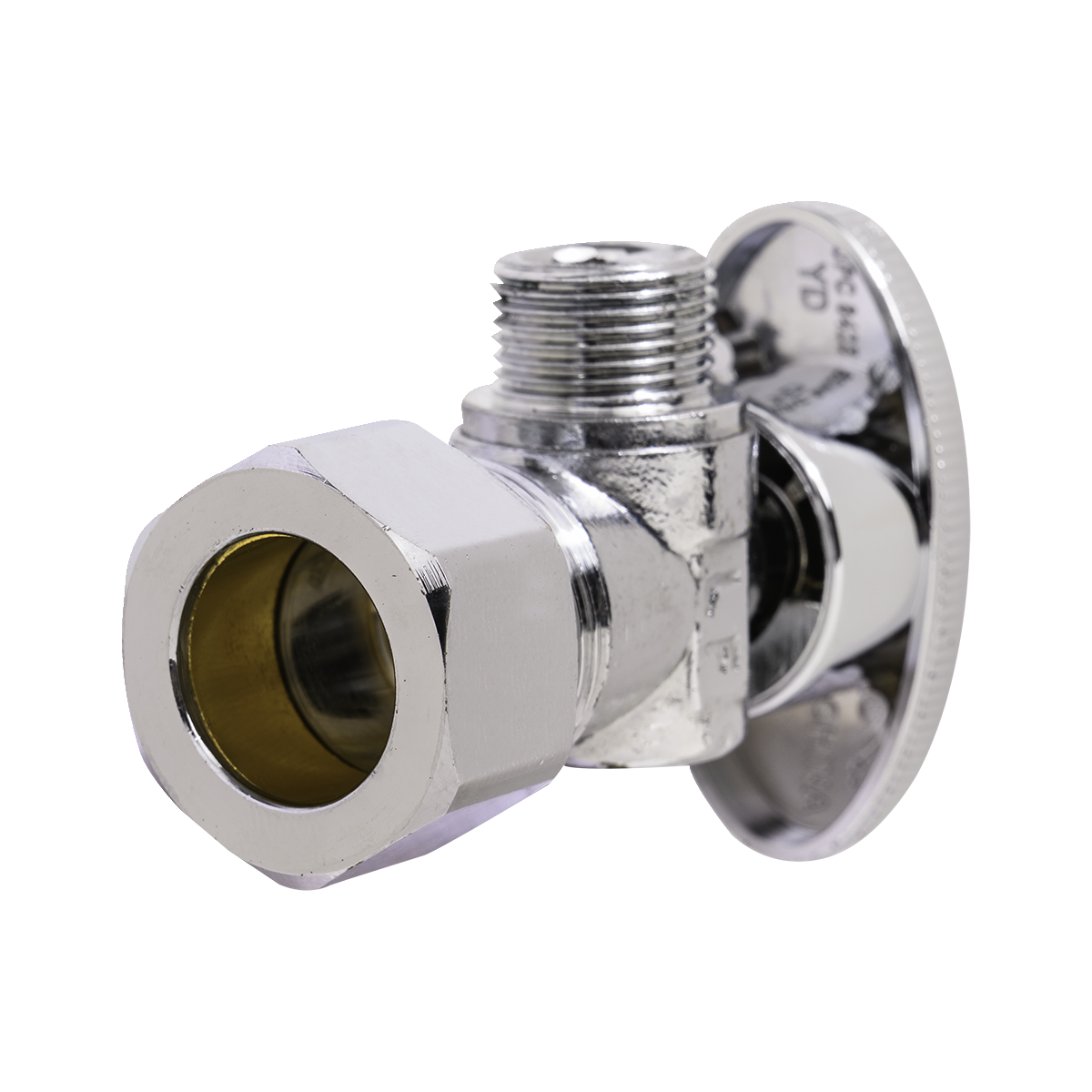 Threaded Angle Stop 1/2 in. Nominal Compression x 3/8 in. Compression 1/4 Turn Angle Stop ...